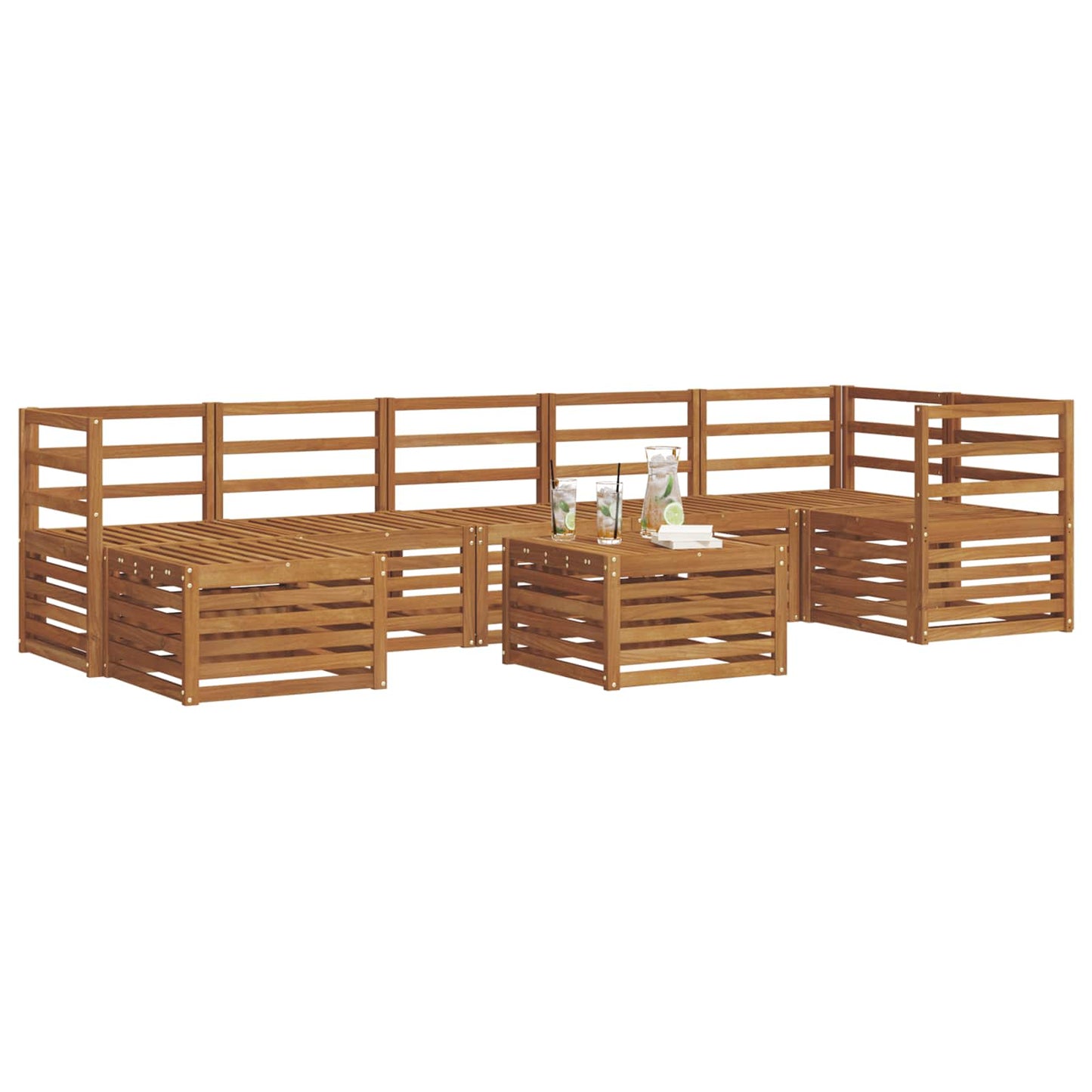 Set divani 8 pcs Naturale Legno di Acacia Massello