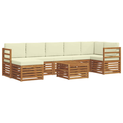 Set divani 8 pcs Naturale e Crema Legno di Acacia Massello