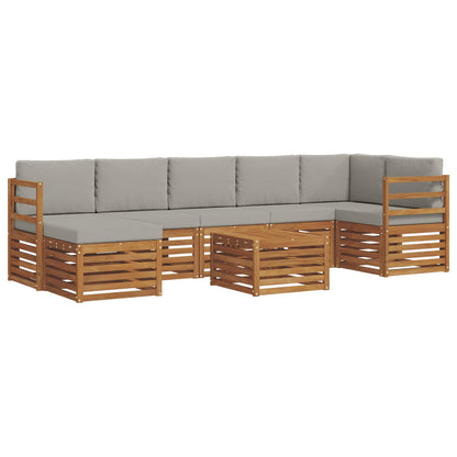Set divani con cuscino 8 pcs Grigio Naturale e Chiaro