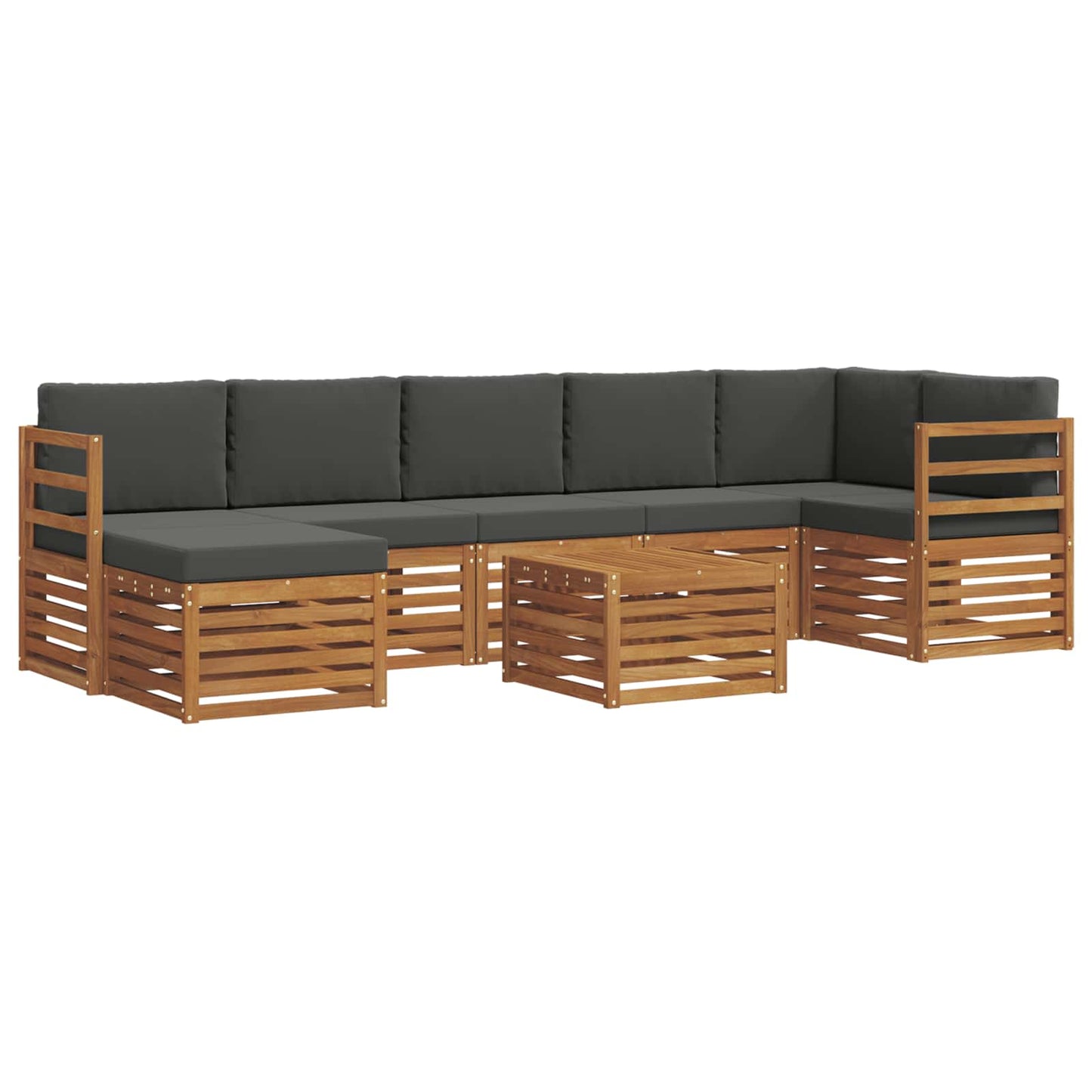 Set divani 8 pcs Naturale e Antracite Legno di Acacia Massello