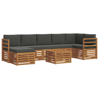 Set divani 8 pcs Naturale e Antracite Legno di Acacia Massello