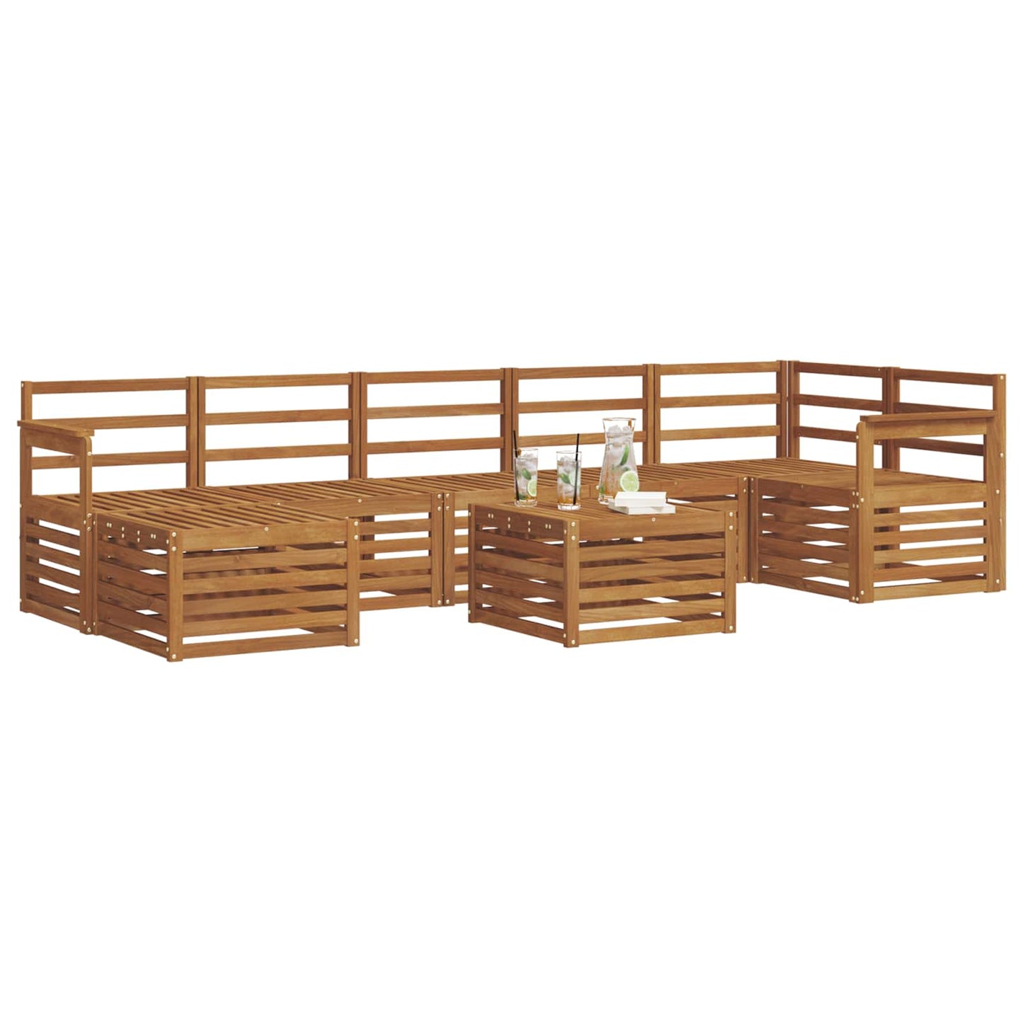 Set divani 8 pcs Naturale Legno di Acacia Massello