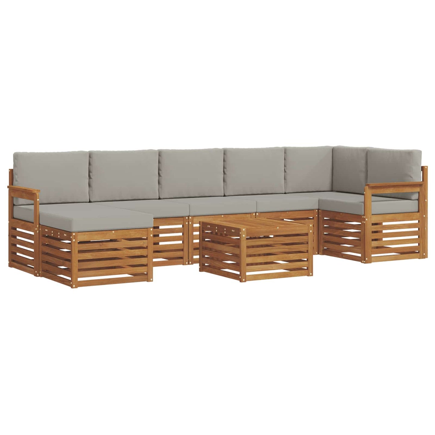 Set divani con cuscino 8 pcs Grigio Naturale e Chiaro