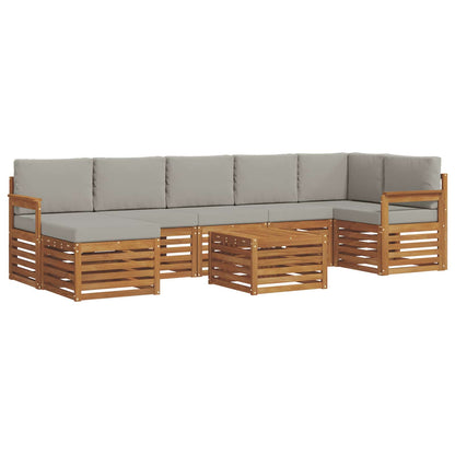 Set divani con cuscino 8 pcs Grigio Naturale e Chiaro