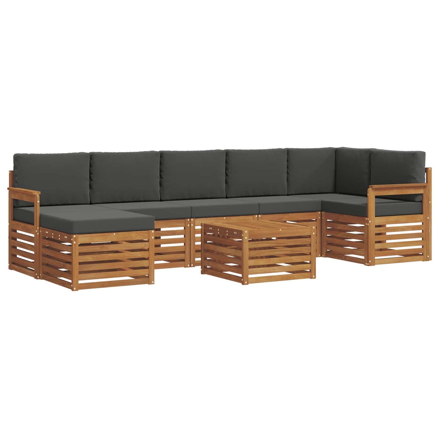 Set divani 8 pcs Naturale e Antracite Legno di Acacia Massello