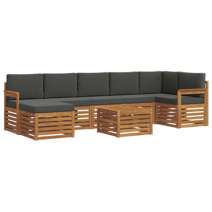 Set divani 8 pcs Naturale e Antracite Legno di Acacia Massello