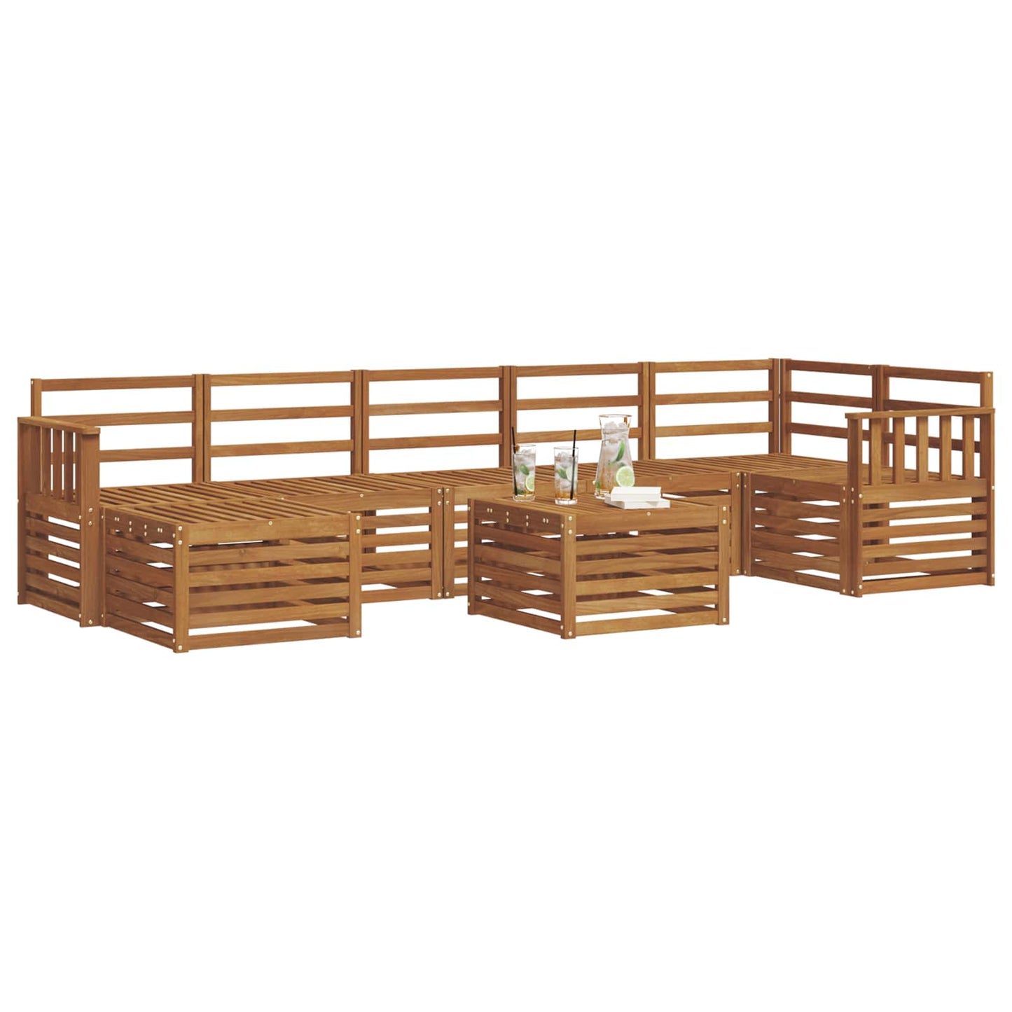 Set divani 8 pcs Naturale Legno di Acacia Massello