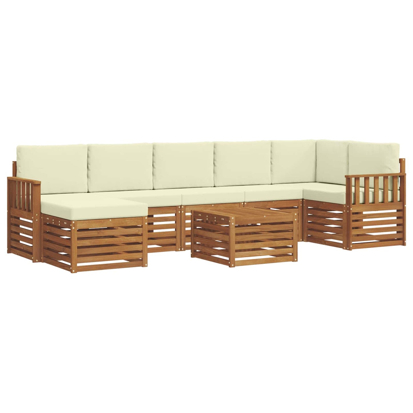 Set divani 8 pcs Naturale e Crema Legno di Acacia Massello