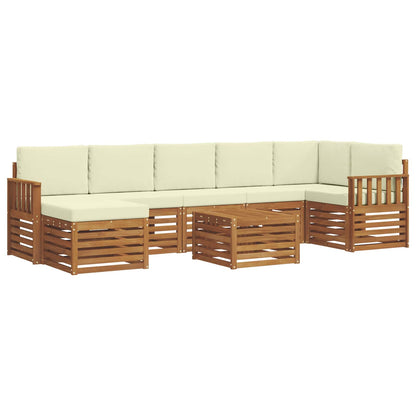 Set divani 8 pcs Naturale e Crema Legno di Acacia Massello