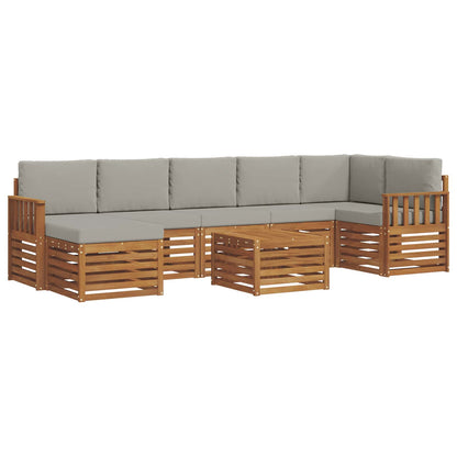 Set divani con cuscino 8 pcs Grigio Naturale e Chiaro