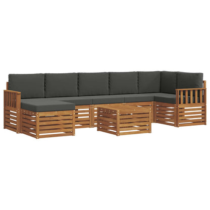 Set divani 8 pcs Naturale e Antracite Legno di Acacia Massello