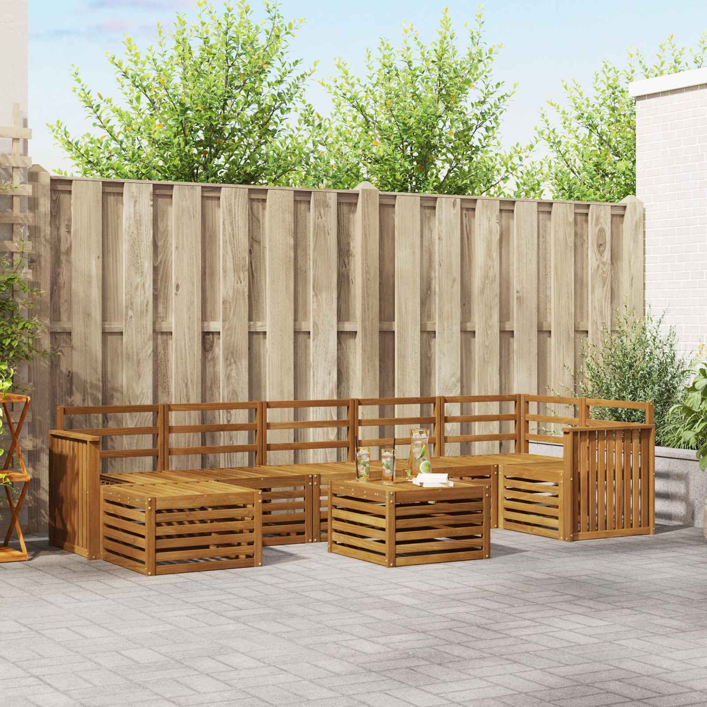 Set divani 8 pcs Naturale Legno di Acacia Massello