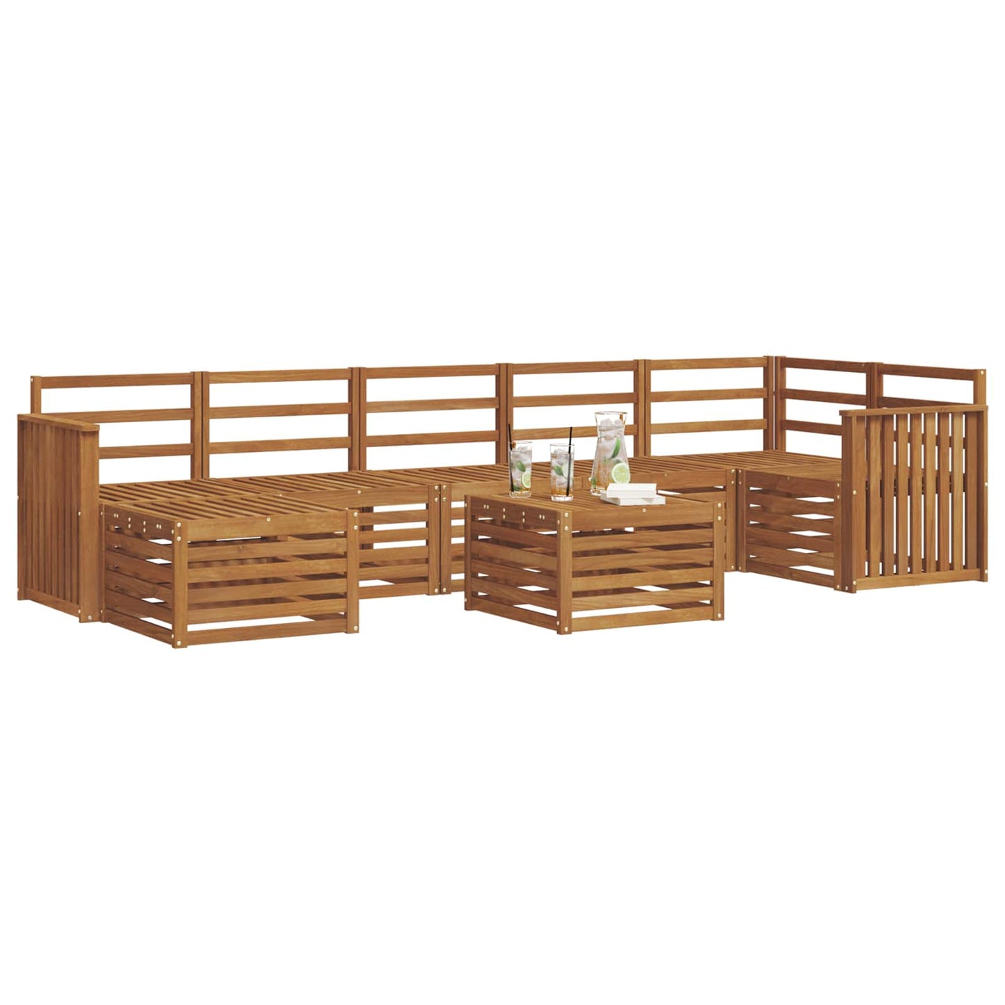 Set divani 8 pcs Naturale Legno di Acacia Massello