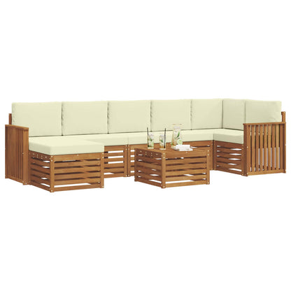 Set divani 8 pcs Naturale e Crema Legno di Acacia Massello