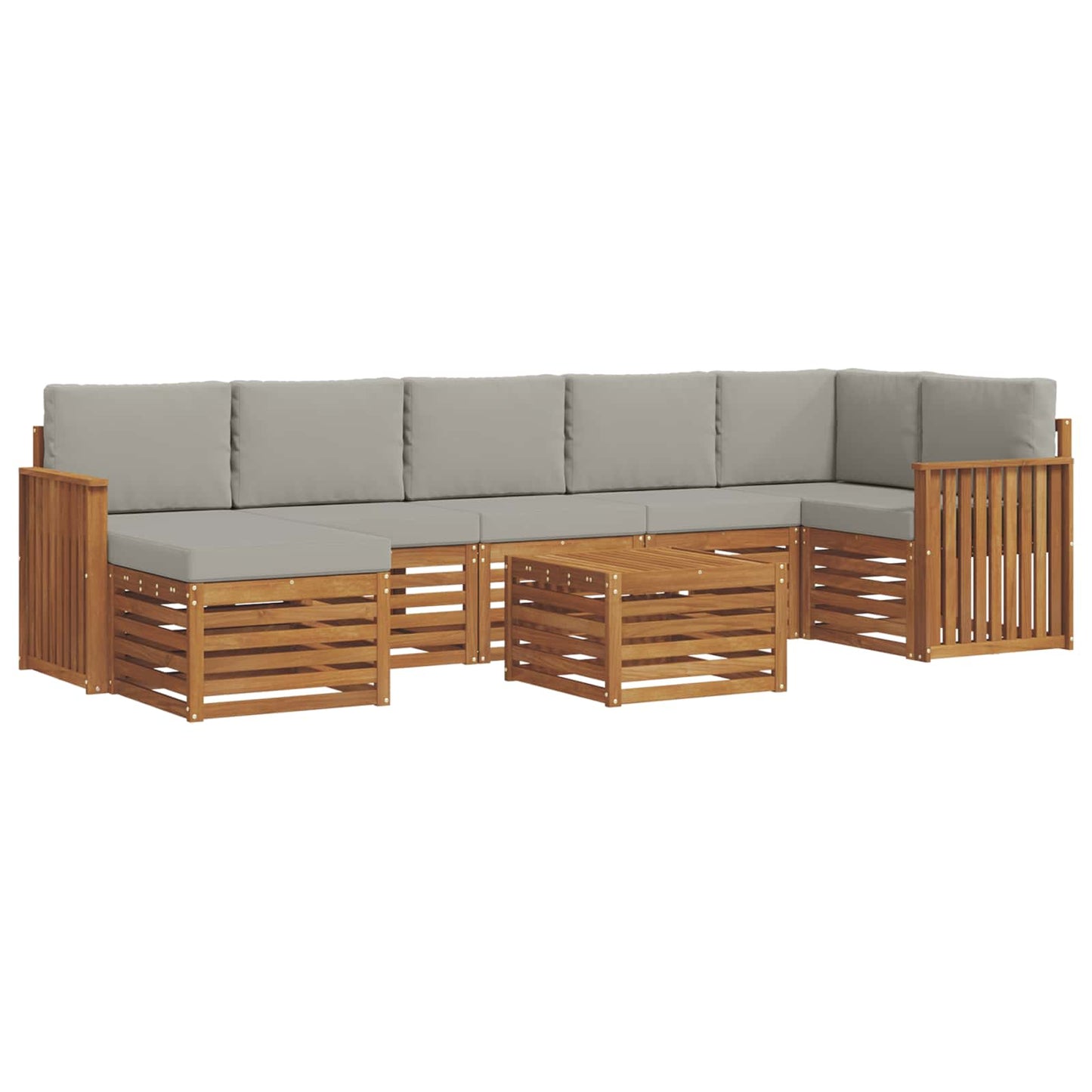 Set divani con cuscino 8 pcs Grigio Naturale e Chiaro