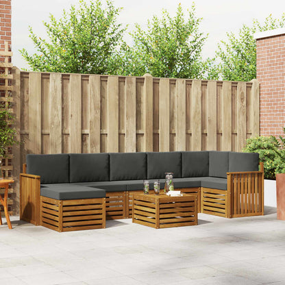 Set divani 8 pcs Naturale e Antracite Legno di Acacia Massello