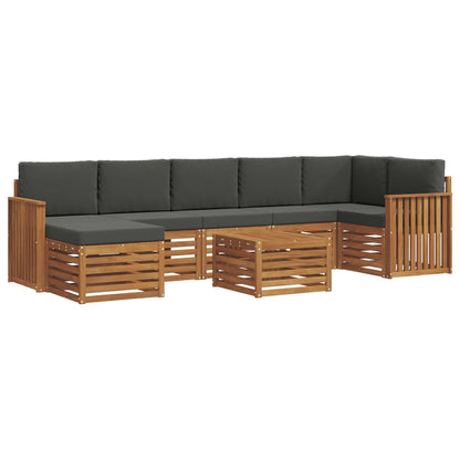 Set divani 8 pcs Naturale e Antracite Legno di Acacia Massello