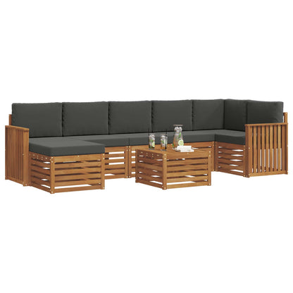 Set divani 8 pcs Naturale e Antracite Legno di Acacia Massello