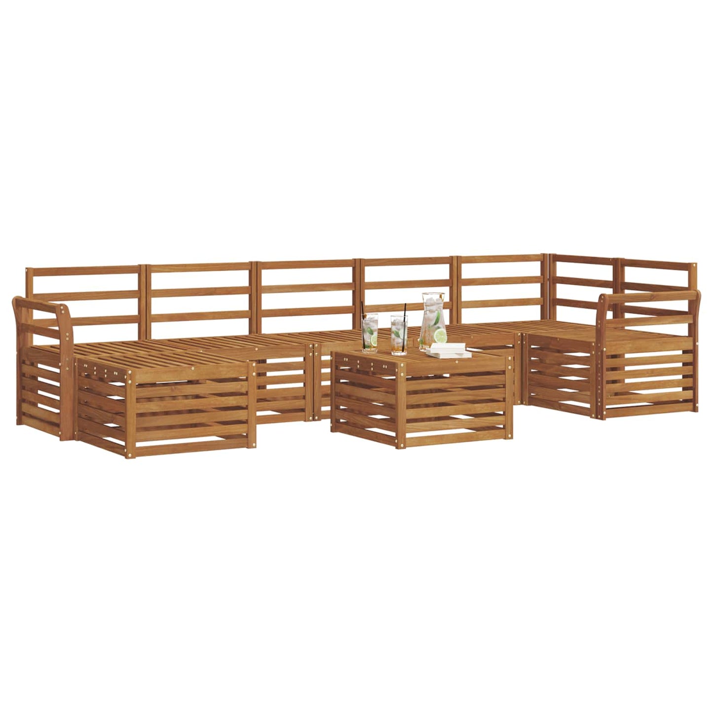 Set divani 8 pcs Naturale Legno di Acacia Massello