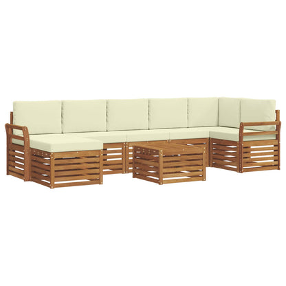 Set divani 8 pcs Naturale e Crema Legno di Acacia Massello