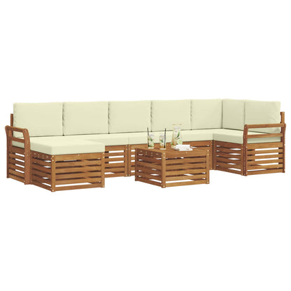 Set divani 8 pcs Naturale e Crema Legno di Acacia Massello