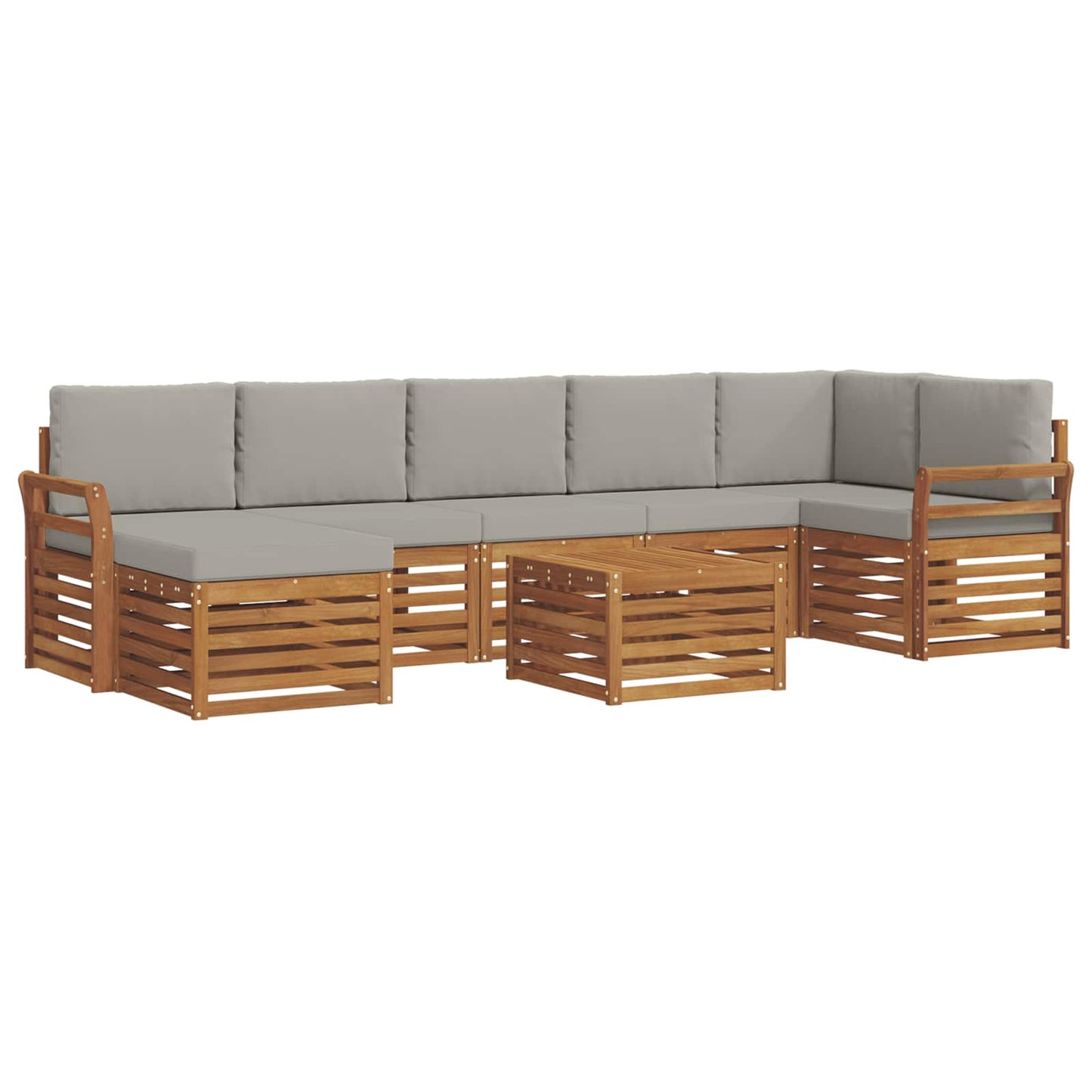 Set divani con cuscino 8 pcs Grigio Naturale e Chiaro