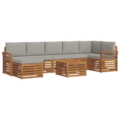 Set divani con cuscino 8 pcs Grigio Naturale e Chiaro