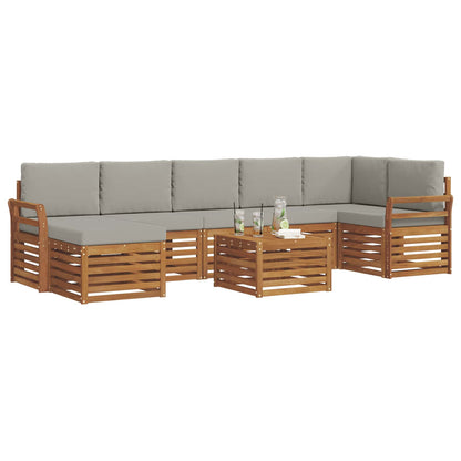 Set divani con cuscino 8 pcs Grigio Naturale e Chiaro