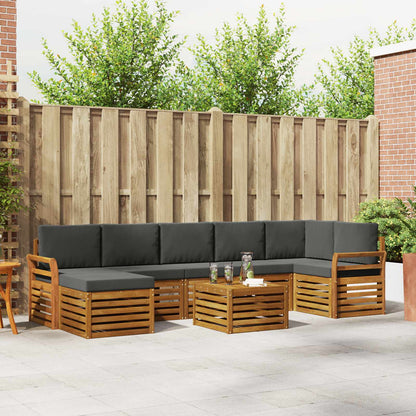 Set divani 8 pcs Naturale e Antracite Legno di Acacia Massello