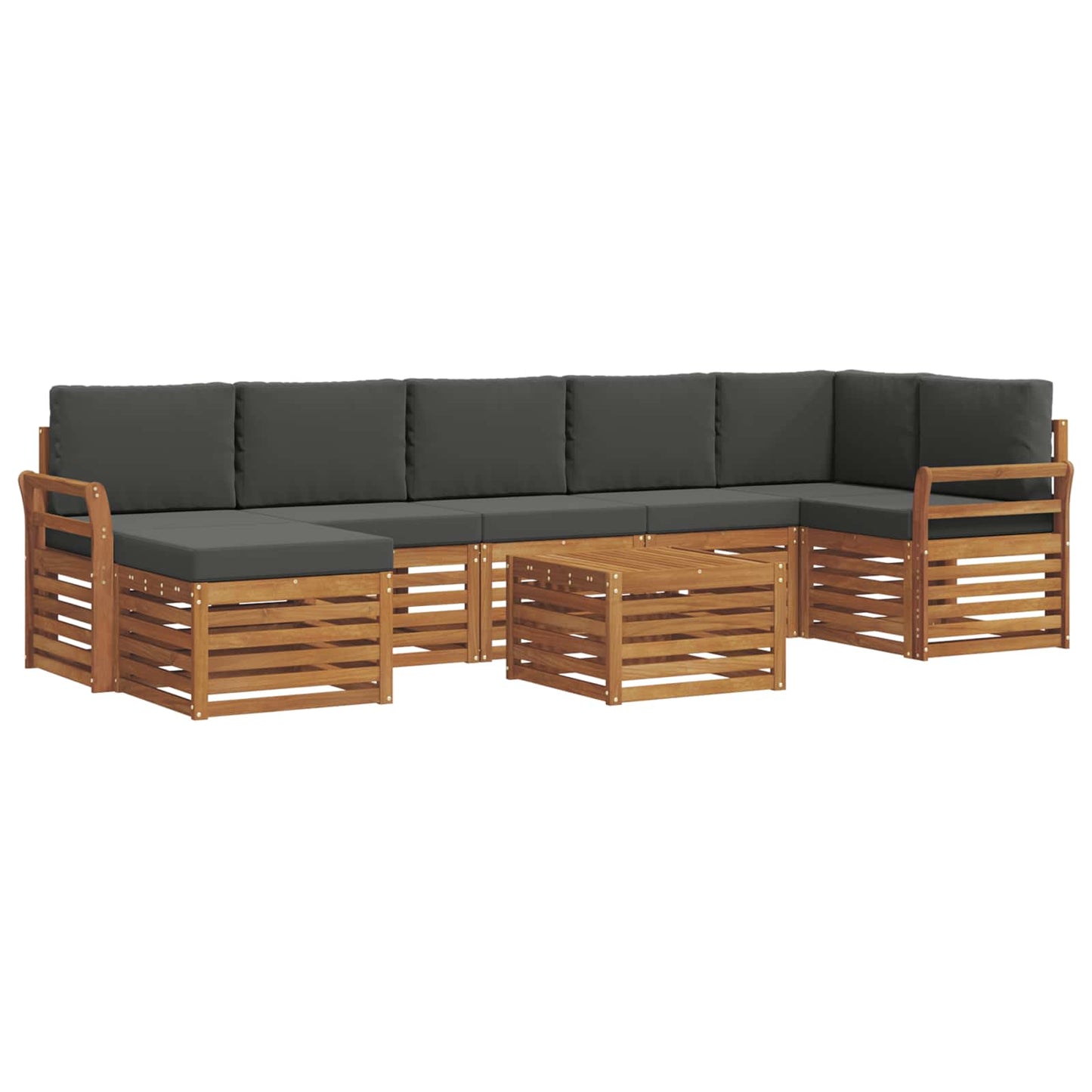 Set divani 8 pcs Naturale e Antracite Legno di Acacia Massello