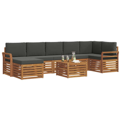 Set divani 8 pcs Naturale e Antracite Legno di Acacia Massello