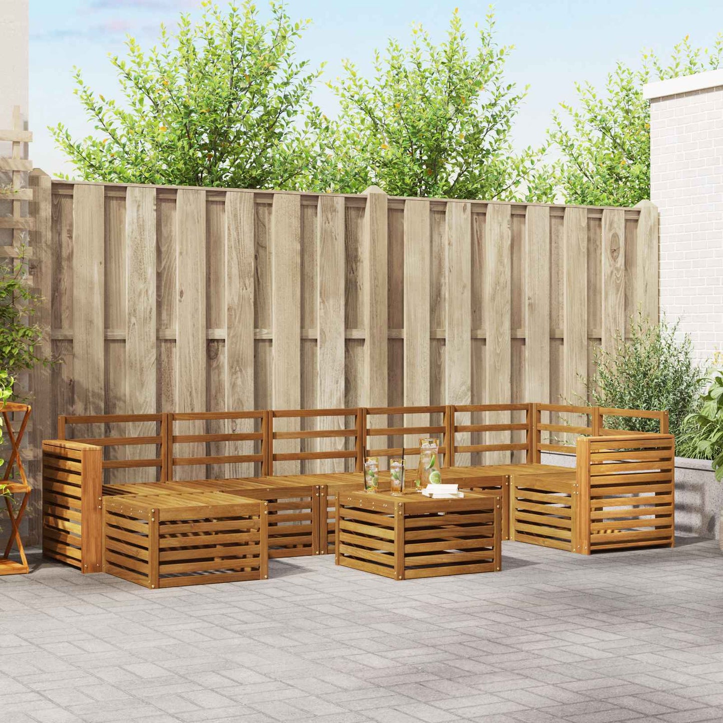 Set divani 8 pcs Naturale Legno di Acacia Massello