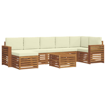 Set divani 8 pcs Naturale e Crema Legno di Acacia Massello