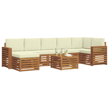 Set divani 8 pcs Naturale e Crema Legno di Acacia Massello