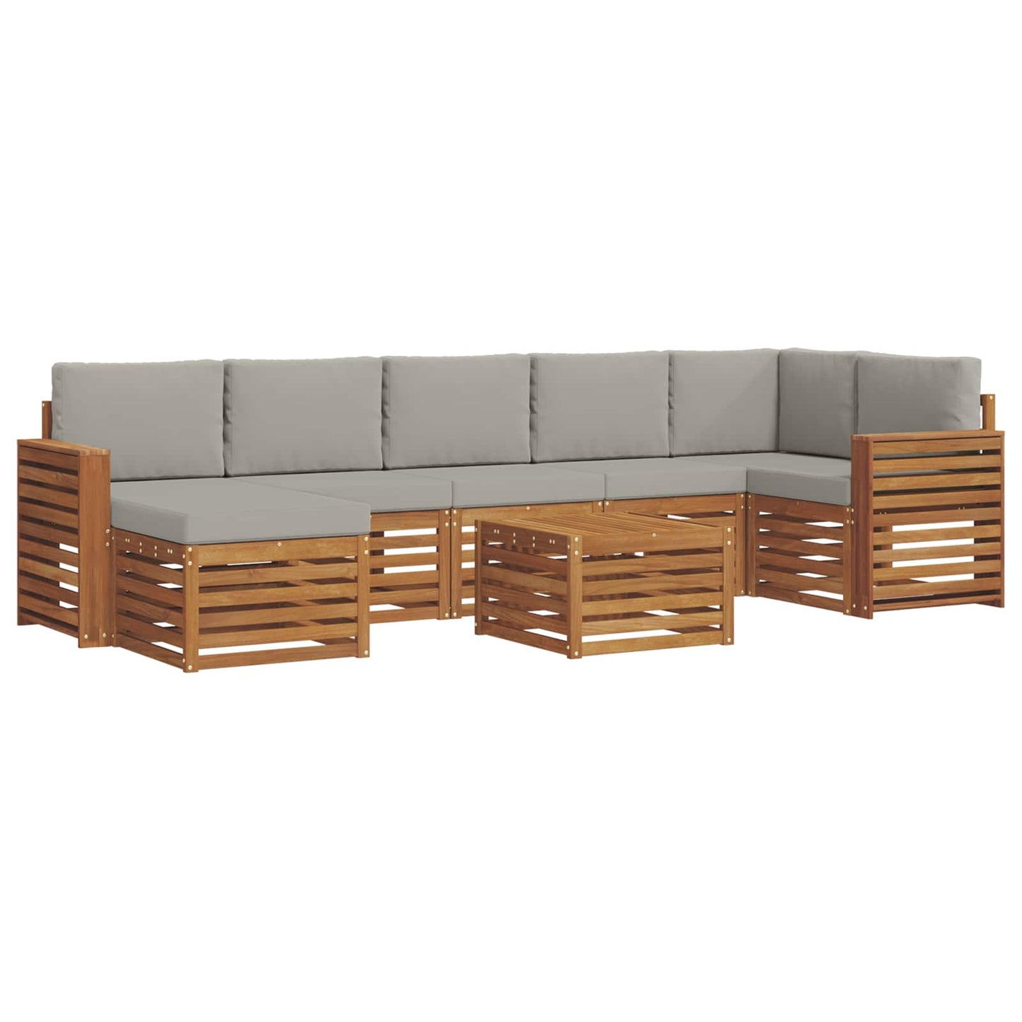 Set divani con cuscino 8 pcs Grigio Naturale e Chiaro
