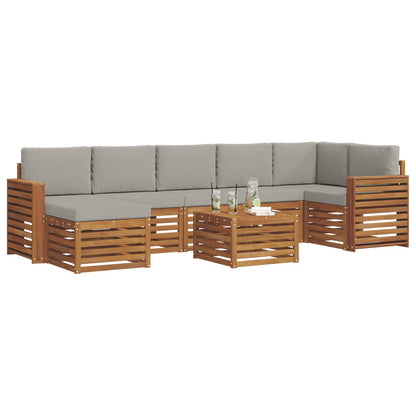 Set divani con cuscino 8 pcs Grigio Naturale e Chiaro