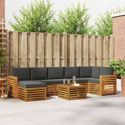 Set divani 8 pcs Naturale e Antracite Legno di Acacia Massello