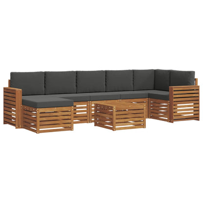 Set divani 8 pcs Naturale e Antracite Legno di Acacia Massello