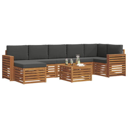 Set divani 8 pcs Naturale e Antracite Legno di Acacia Massello