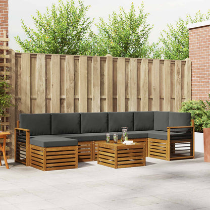 Set divani 8 pcs Naturale e Antracite Legno di Acacia Massello