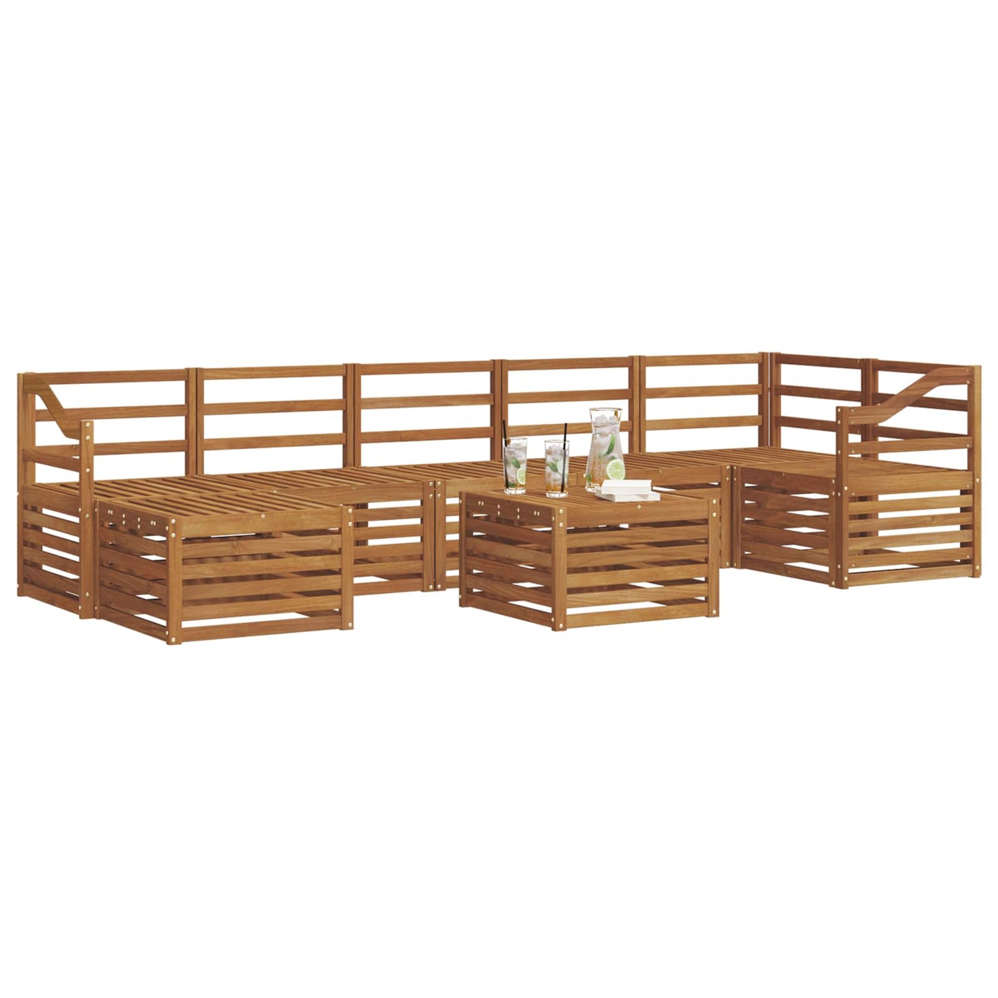 Set divani 8 pcs Naturale Legno di Acacia Massello