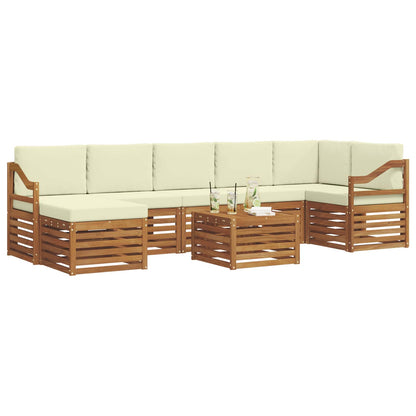Set divani 8 pcs Naturale e Crema Legno di Acacia Massello