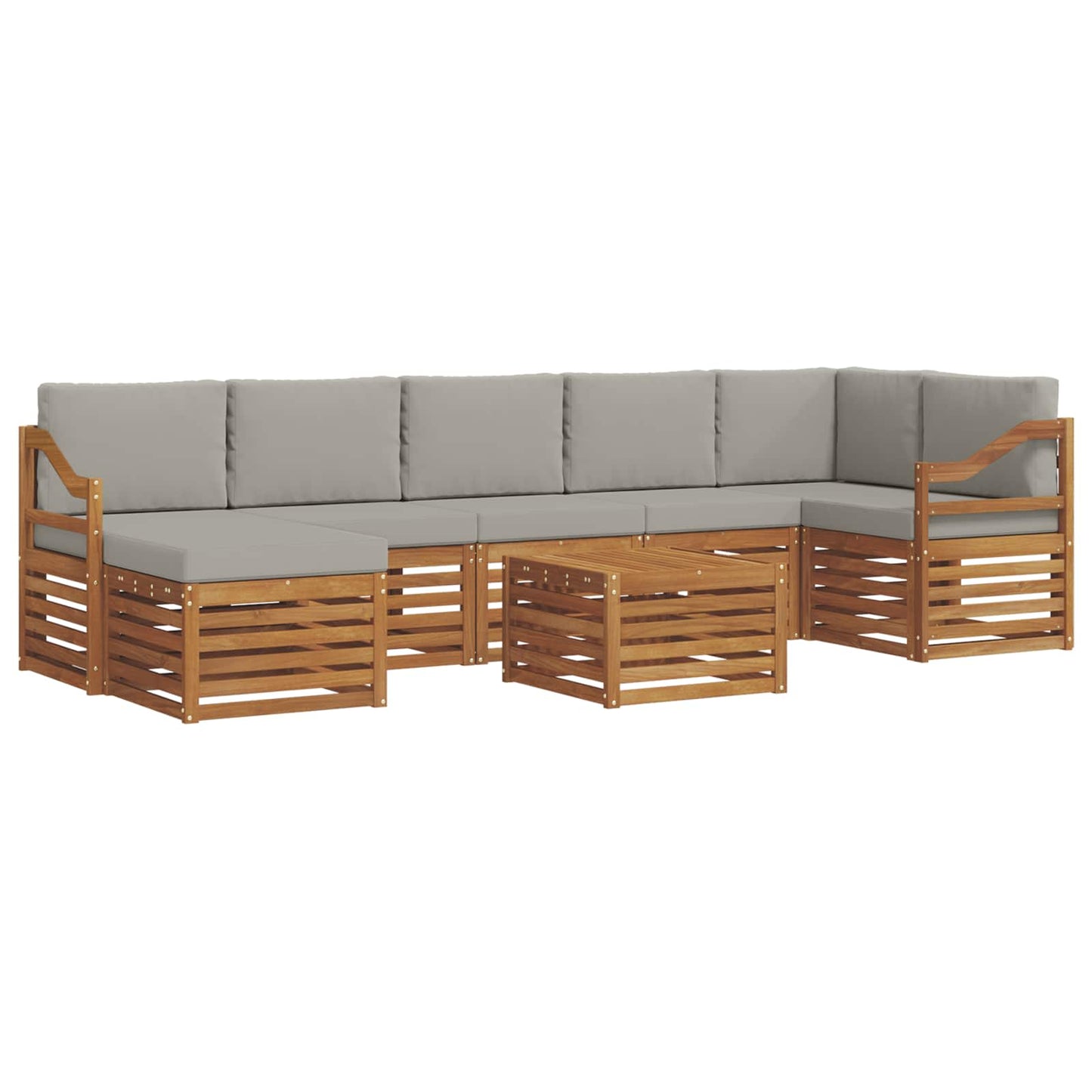 Set divani con cuscino 8 pcs Grigio Naturale e Chiaro