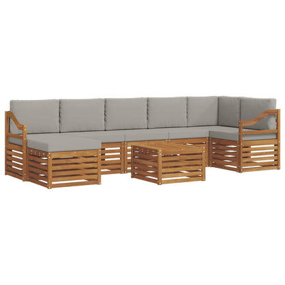 Set divani con cuscino 8 pcs Grigio Naturale e Chiaro