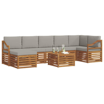 Set divani con cuscino 8 pcs Grigio Naturale e Chiaro