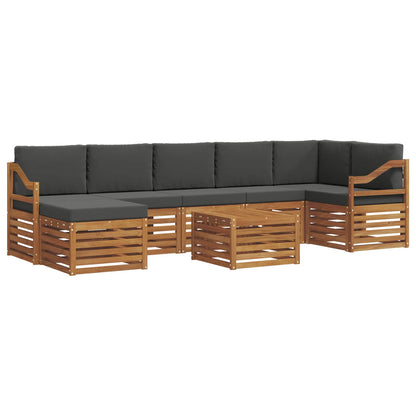 Set divani 8 pcs Naturale e Antracite Legno di Acacia Massello