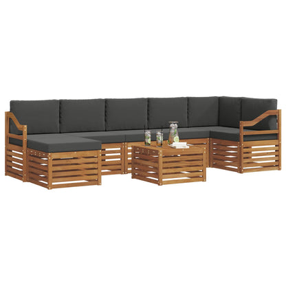 Set divani 8 pcs Naturale e Antracite Legno di Acacia Massello
