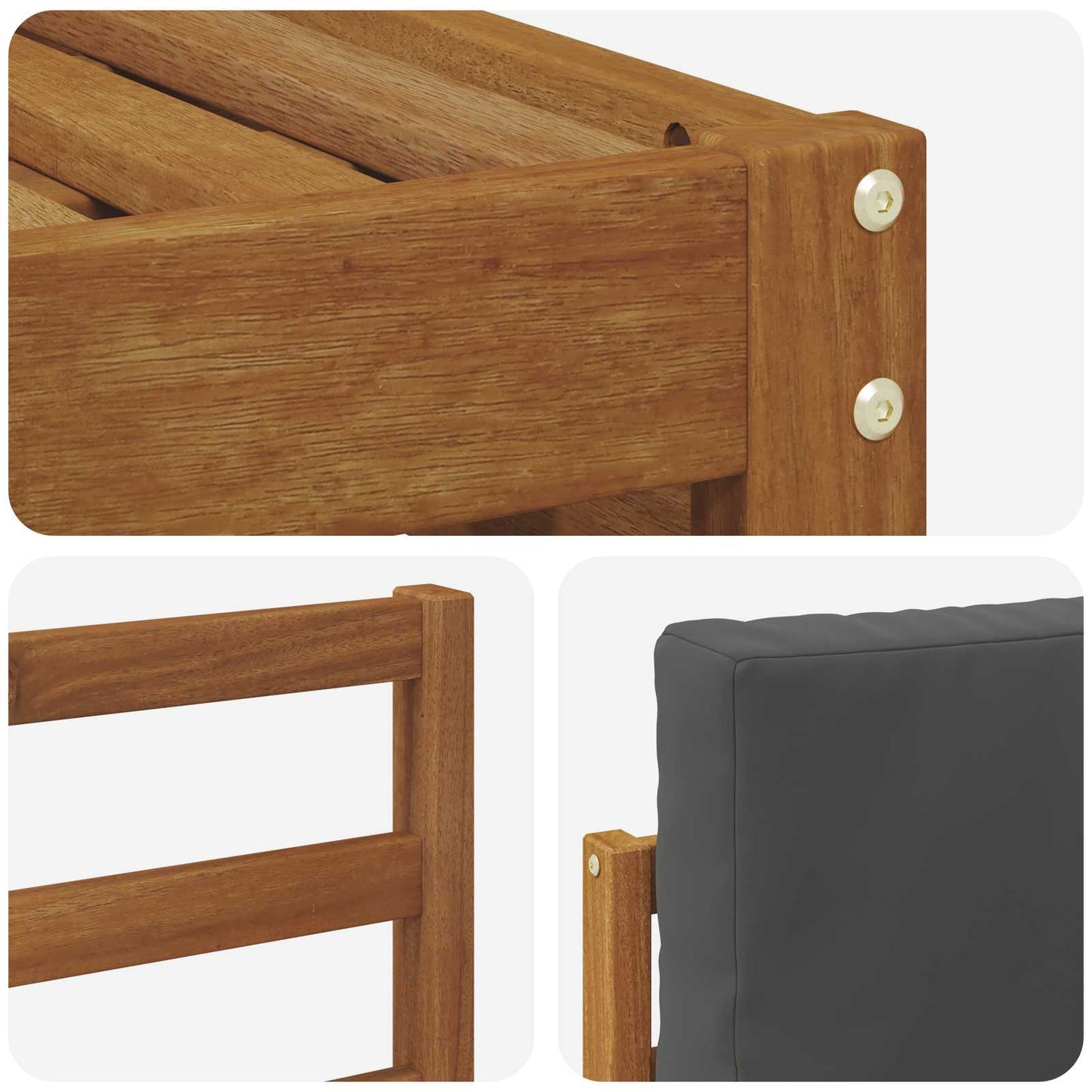 Set divani 6 pcs Naturale e Antracite Legno di Acacia Massello