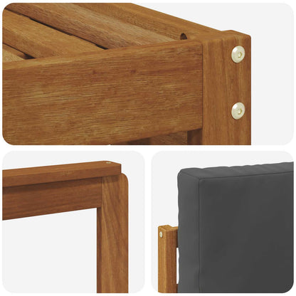Set divani 6 pcs Naturale e Antracite Legno di Acacia Massello