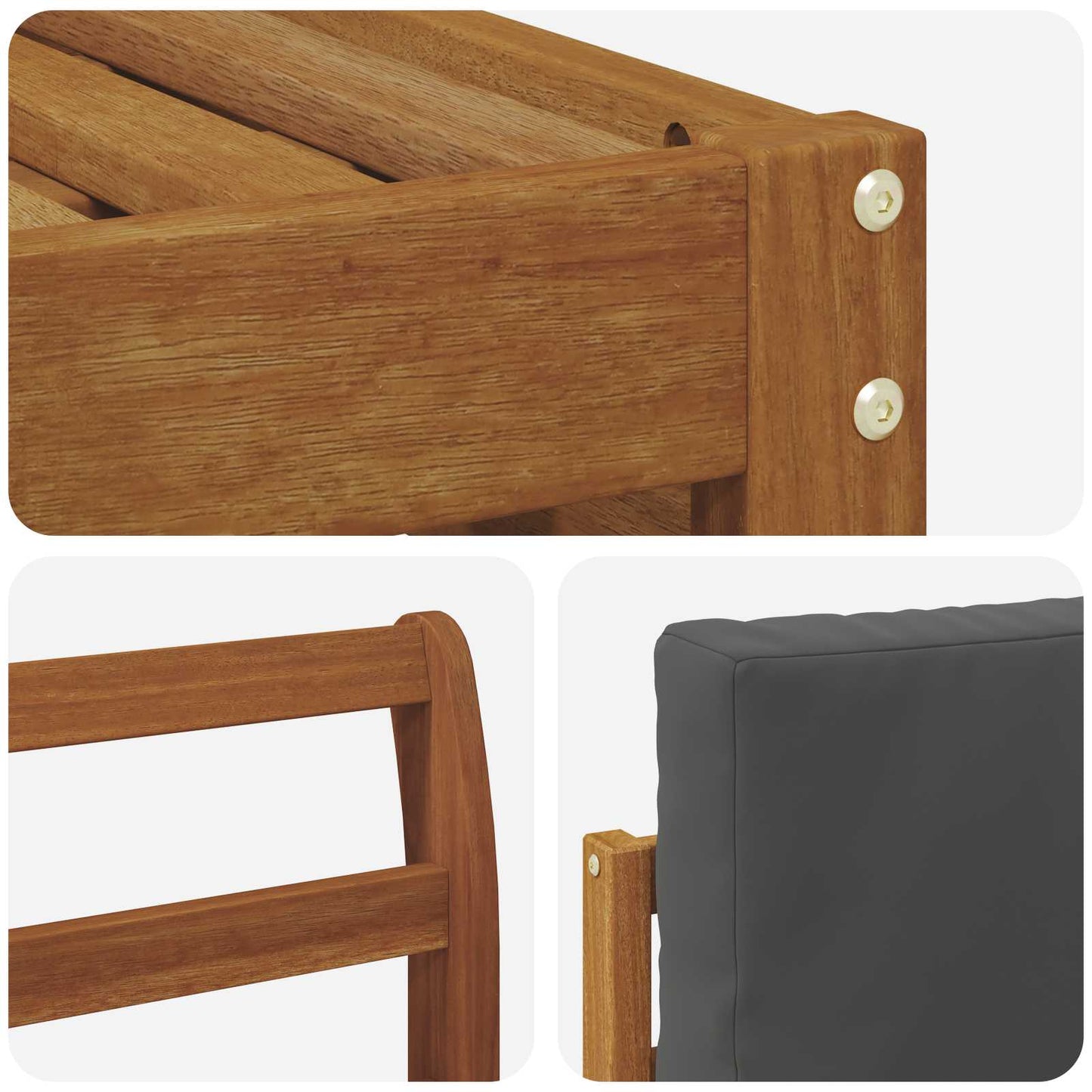 Set divani 6 pcs Naturale e Antracite Legno di Acacia Massello